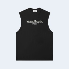 메종 마르지엘라 넘버 프린트 슬리브 탑 블랙